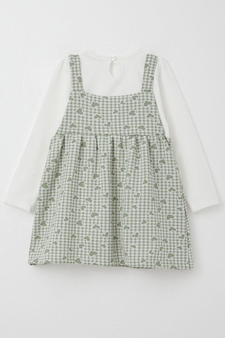 BRE Breeze Girl Child Long Sleeve Dress Heart & Houndstooth Patterned 1.5-5 Years, Mint Green - Oshawa