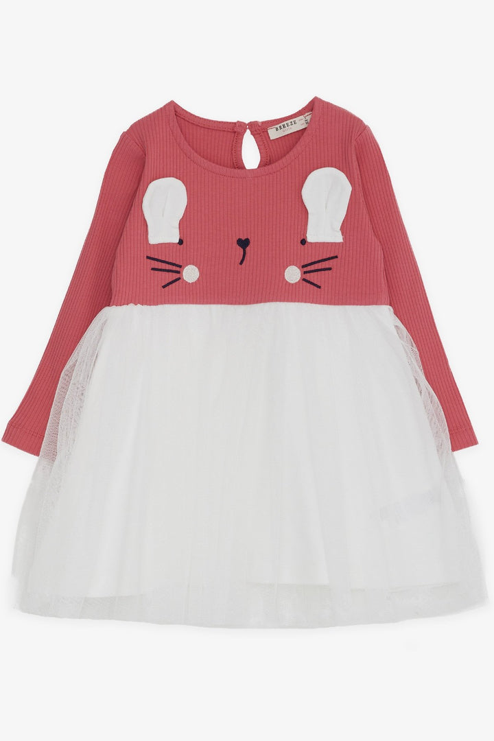 BRE Breeze Girl Child Long Sleeve Dress with Cat Embroidery 1.5-5 Years, Terracotta - Grand Island