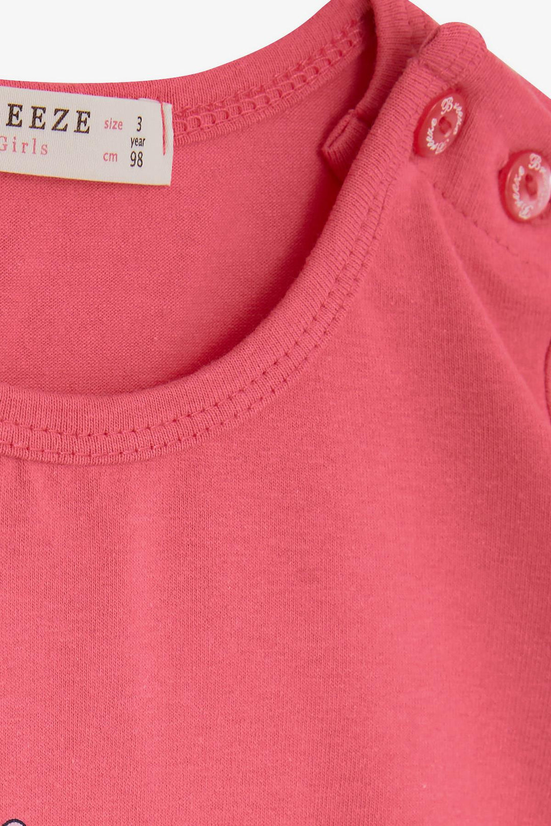 BRE Breeze Girl Child Long Sleeve Dress with Kitty Print 1.5-5 Years, Coral - Leer