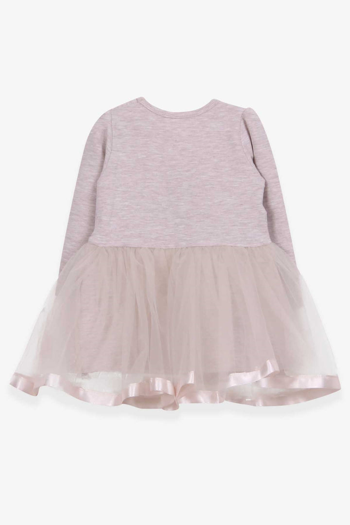 BRE Breeze Girl Child Long Sleeve Dress with Cat Embroidery Sequined 1.5-5 Years, Beige Melange - Mons