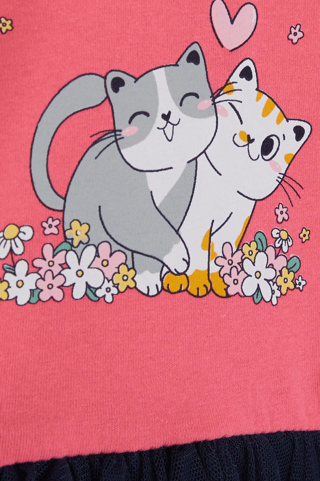 BRE Breeze Girl Child Long Sleeve Dress with Kitty Print 1.5-5 Years, Coral - Leer