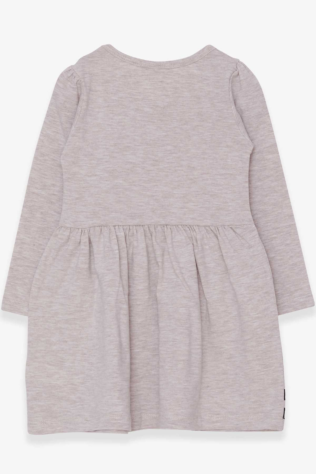 BRE Breeze Girl Child Long Sleeve Dress with Cat Pattern, 3-7 Years, Beige Melange - San Remo