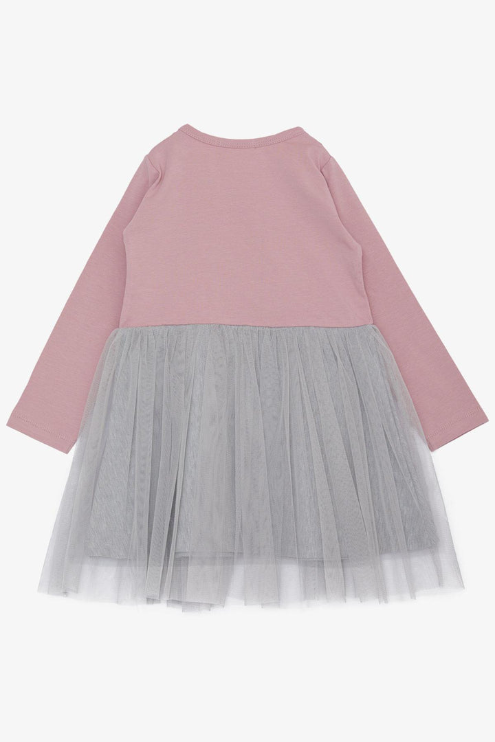 BRE Breeze Girl Child Long Sleeve Dress Little Girls Love Themed Happy Bear Printed Tulle 1-4 Years, Lilac - Dubno