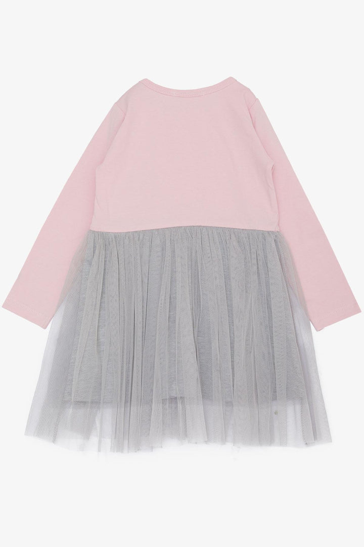 BRE Breeze Girl Child Long Sleeve Dress Little Girls Love Themed Happy Bear Printed Tulle 1-4 Years, Pink - Madison