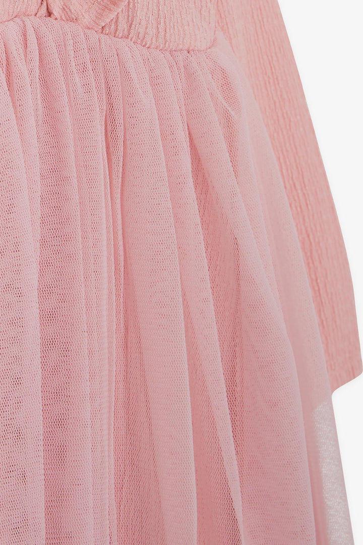 BRE Breeze Girl Child Long Sleeve Dress with Frilly Shoulders, 3-8 Years, Powder - Merksem