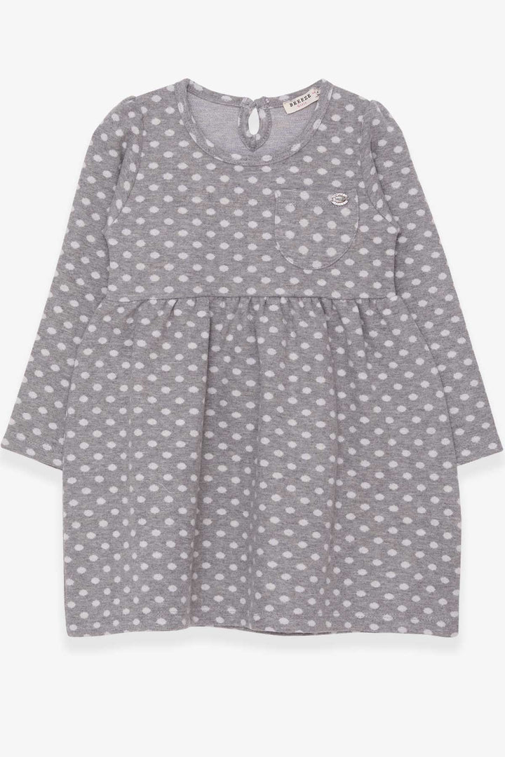 BRE Breeze Girl Child Long Sleeve Dress Polka Dot Patterned 4-8 Years, Light Grey Melange - Gastonia