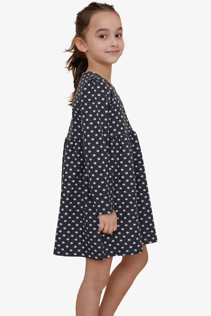 BRE Breeze Girl Child Long Sleeve Dress Polka Dot Patterned 4-8 Years, Smoke Gray - Viladecáns