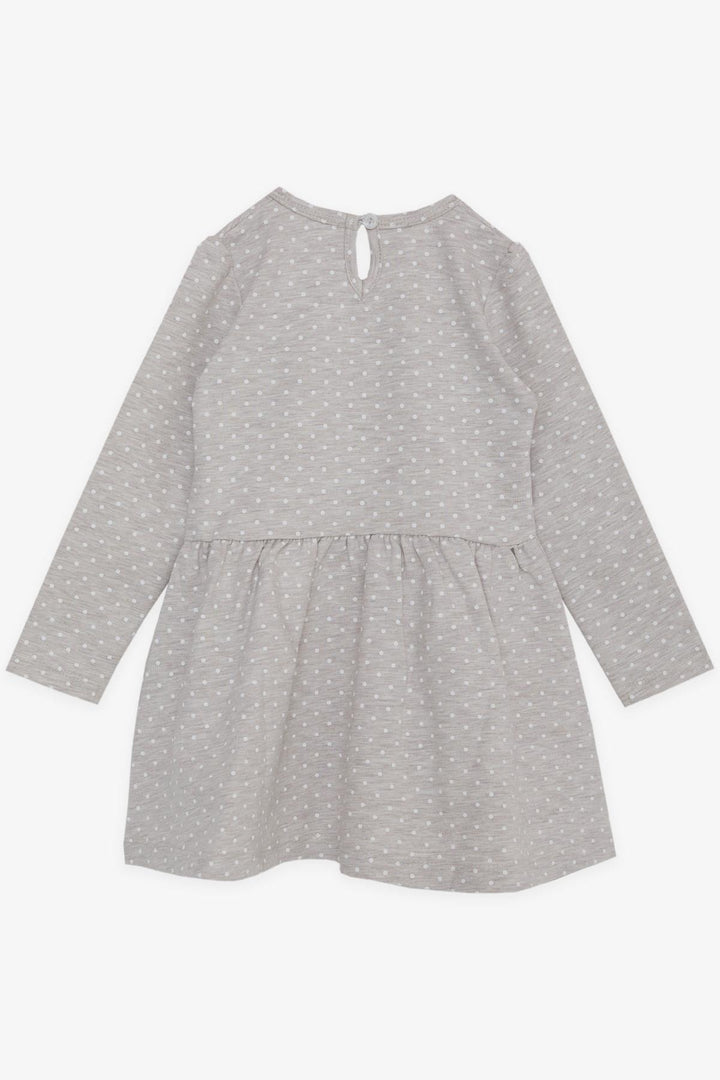 BRE Breeze Girl Child Long Sleeve Dress with Polka Dot Pattern, 3-7 Years, Beige Melange - Bunbury