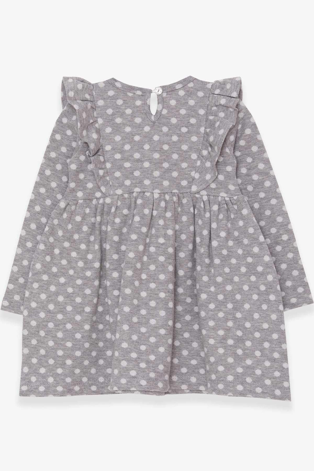 BRE Breeze Girl Child Long Sleeve Dress with Polka Dot Bow 1.5-5 Years, Light Grey Melange - Scheveningen