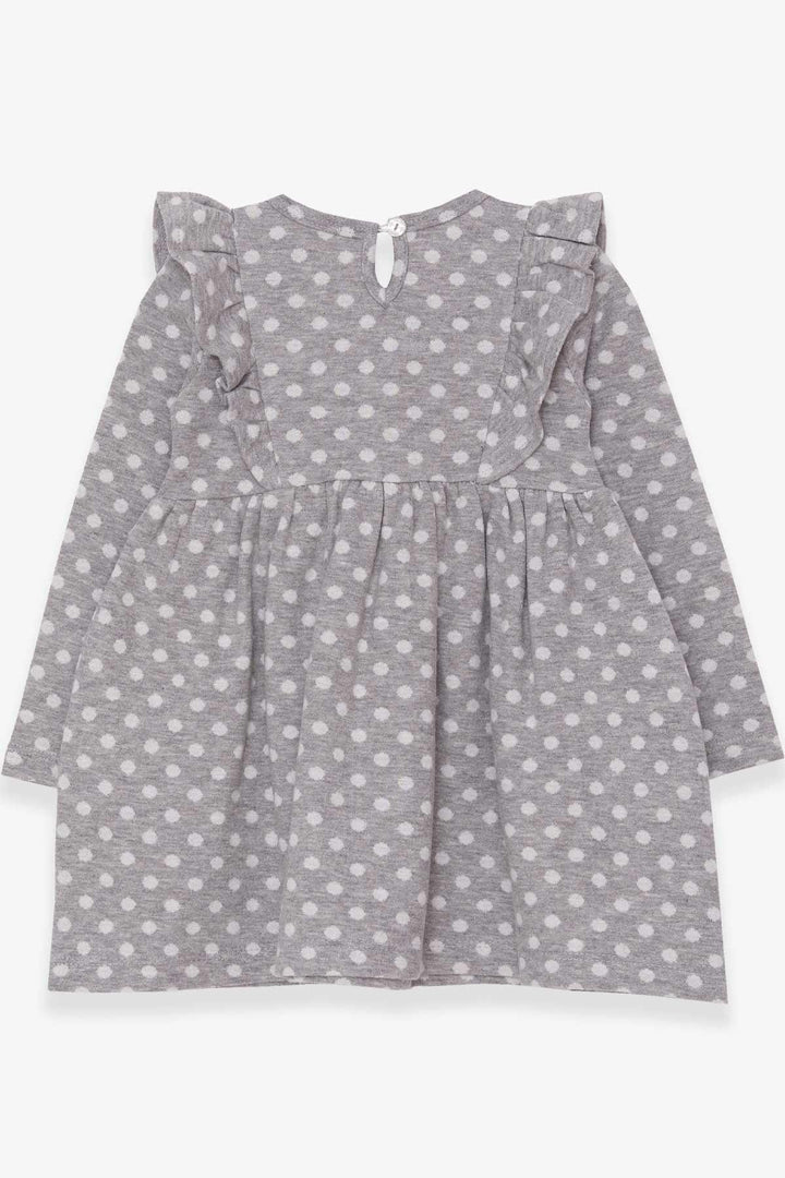 BRE Breeze Girl Child Long Sleeve Dress with Polka Dot Bow 1.5-5 Years, Light Grey Melange - Scheveningen