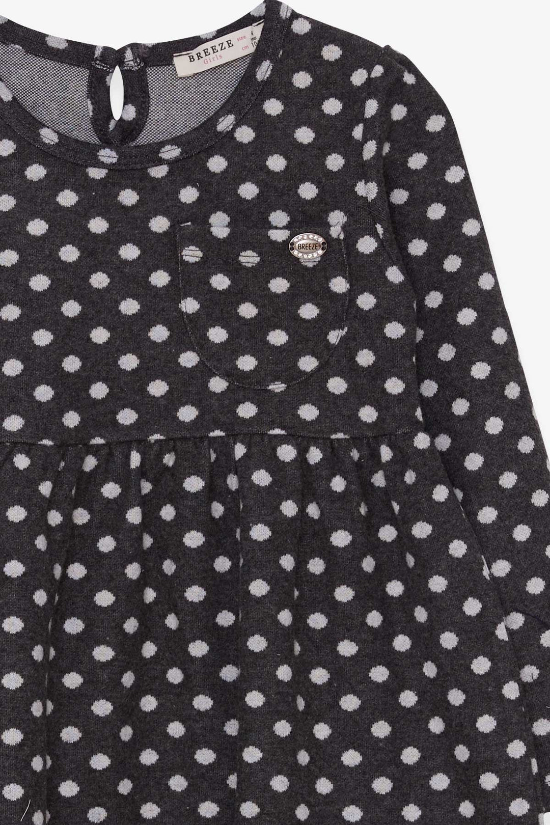 BRE Breeze Girl Child Long Sleeve Dress Polka Dot Patterned 4-8 Years, Smoke Gray - Viladecáns