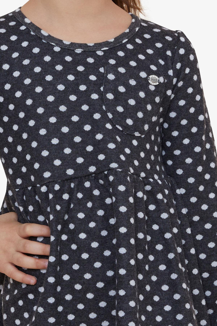 BRE Breeze Girl Child Long Sleeve Dress Polka Dot Patterned 4-8 Years, Smoke Gray - Viladecáns