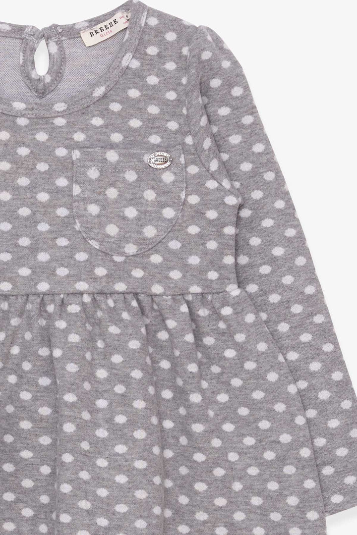 BRE Breeze Girl Child Long Sleeve Dress Polka Dot Patterned 4-8 Years, Light Grey Melange - Gastonia