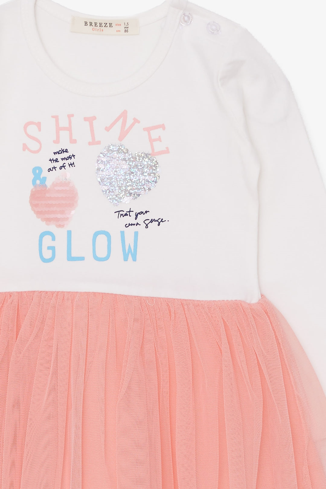 BRE Breeze Girl Child Long Sleeve Dress Sequined Summer Printed 1.5-5 Years, Ecru - Onteniente