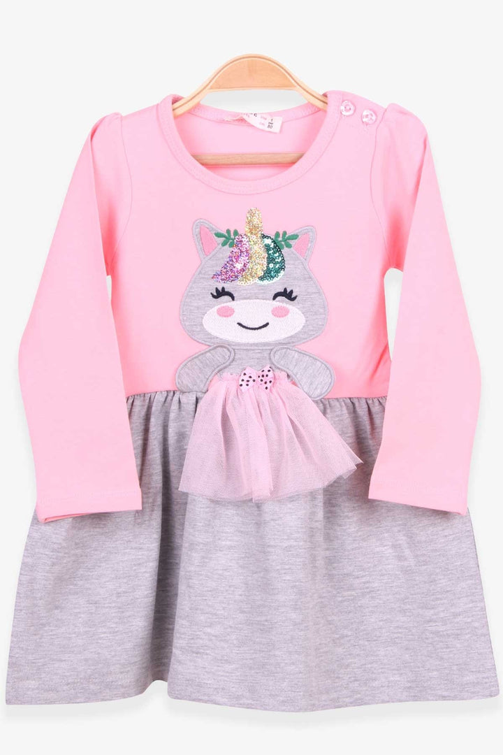 BRE Breeze Girl's Dress with Sequined Embroidery Cat 1-4 Years, Powder - Horizon West