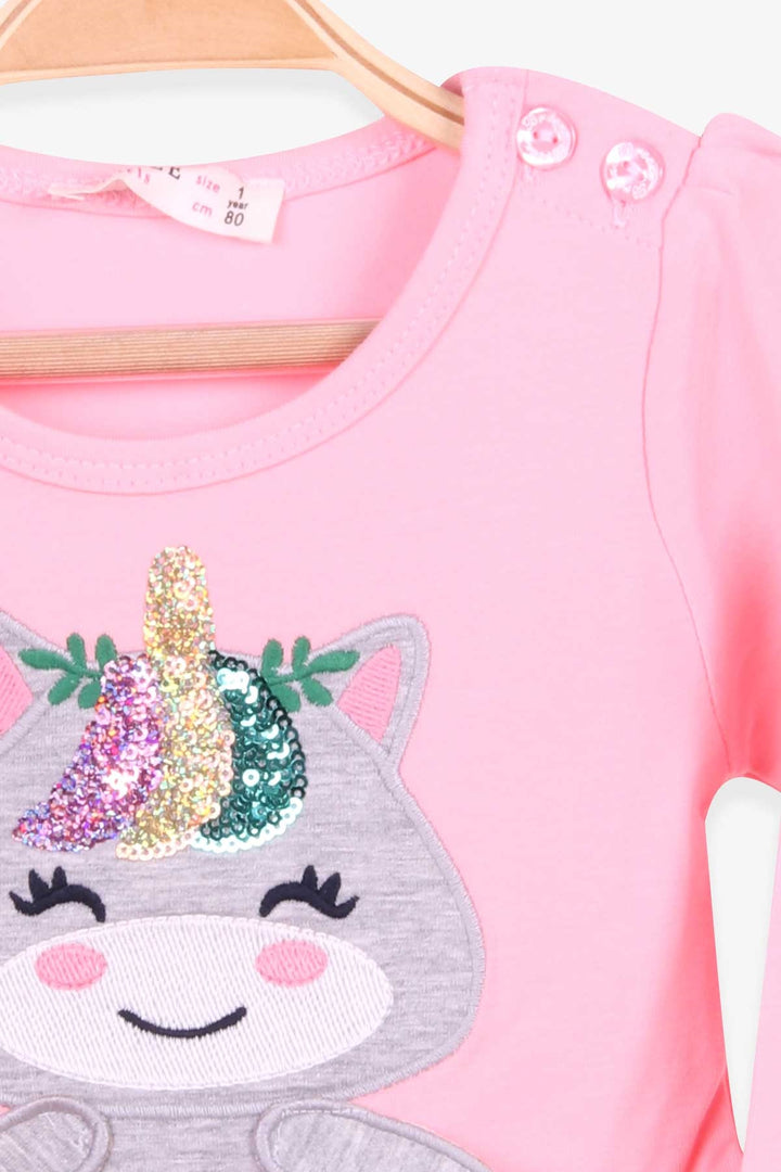 BRE Breeze Girl's Dress with Sequined Embroidery Cat 1-4 Years, Powder - Horizon West