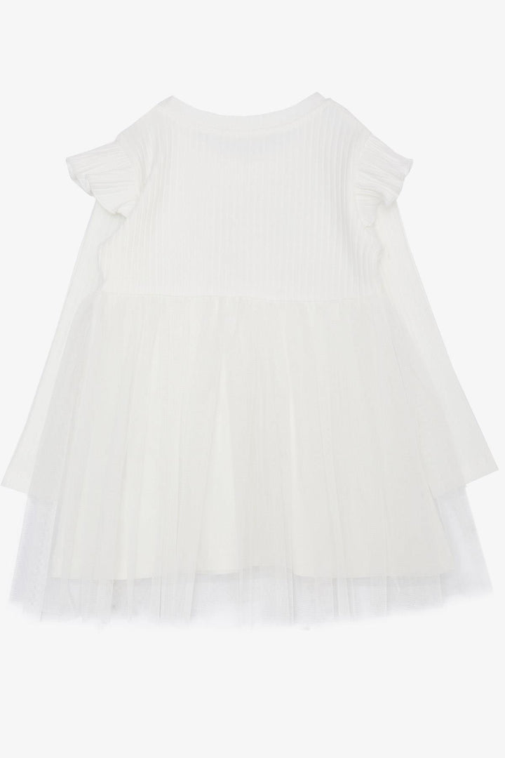 BRE Breeze Girl Child Long Sleeve Dress Colorful Embroidered 1.5-5 Years, Ecru - Cologne