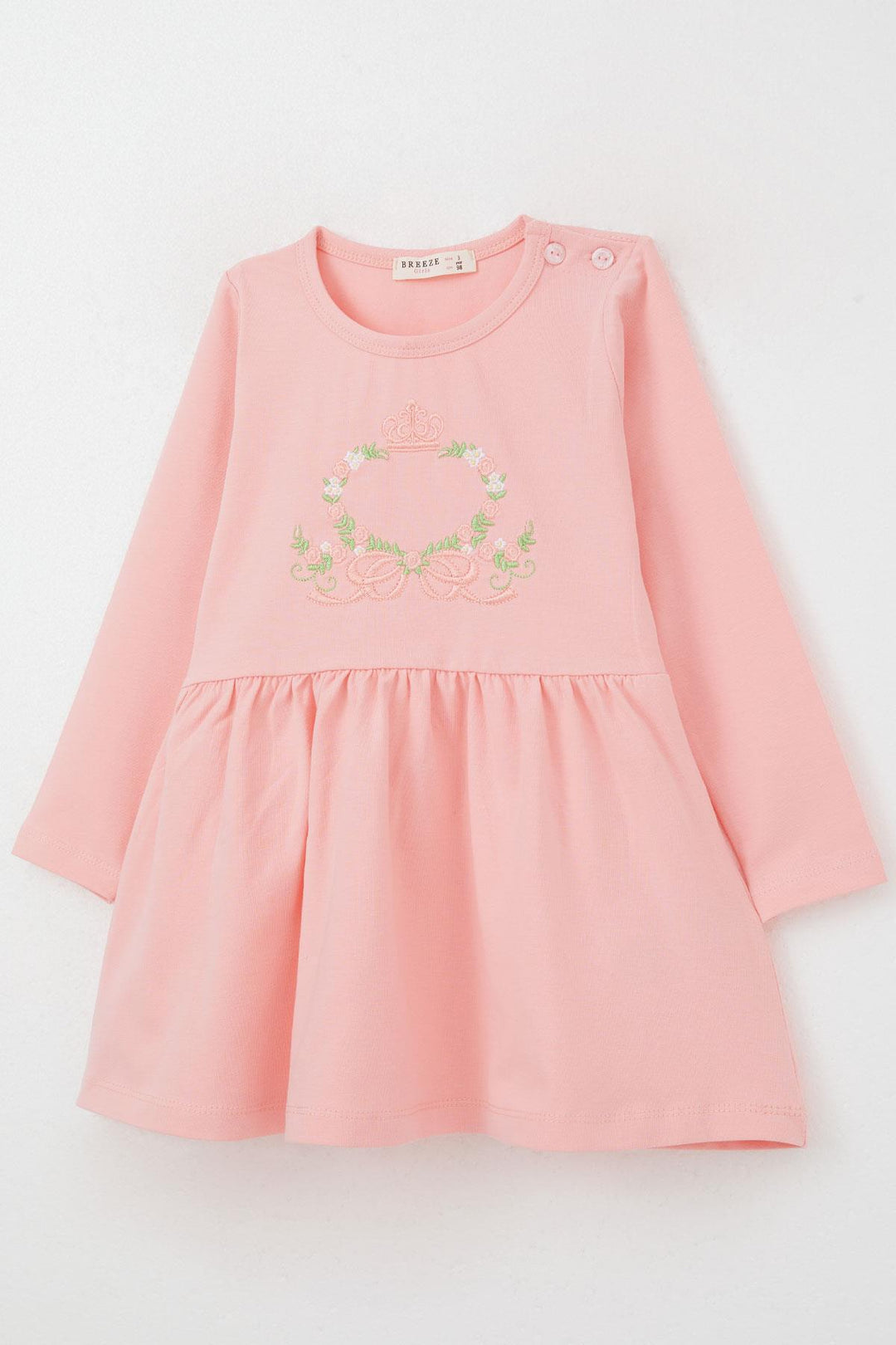 BRE Breeze Girl Child Long Sleeve Dress Colorful Flower Embroidered 1.5-5 Years, Pink - Findlay