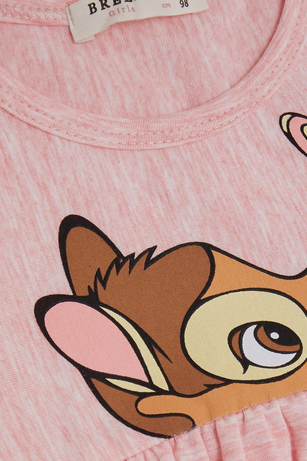 BRE Breeze Girl Child Long Sleeve Dress Cute Fawn Printed 2-6 Years, Salmon Melange - Pervomaisk