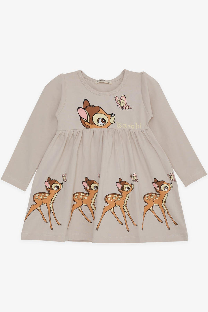 BRE Breeze Girl Child Long Sleeve Dress Cute Fawn Printed 2-6 Years, Beige - Worcester