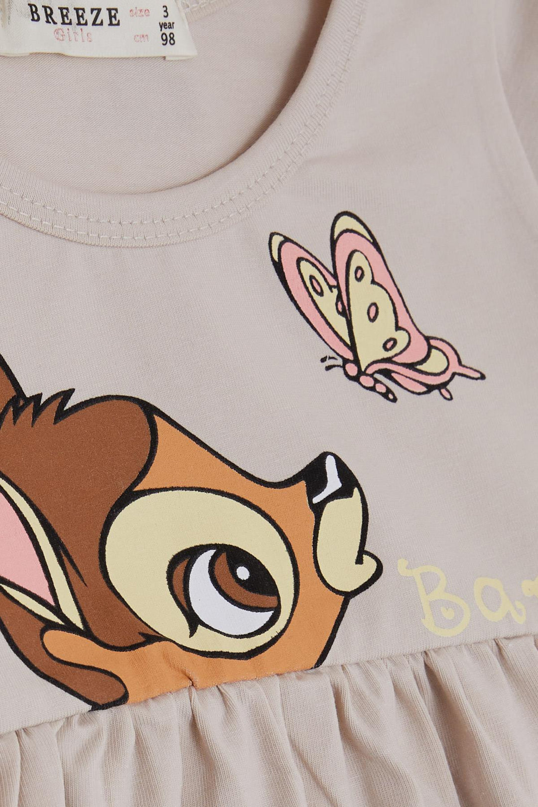 BRE Breeze Girl Child Long Sleeve Dress Cute Fawn Printed 2-6 Years, Beige - Worcester