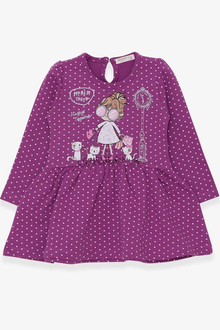 BRE Breeze Girl Child Long Sleeve Dress with Glitter Glasses Printed Girl 1-4 Years, Purple - Tepeapulco