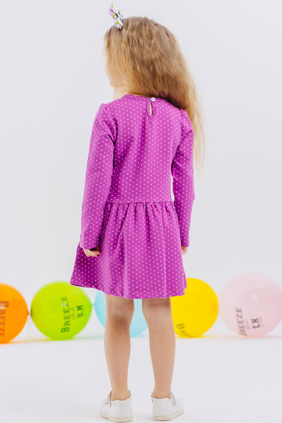 BRE Breeze Girl Child Long Sleeve Dress with Glitter Glasses Printed Girl 1-4 Years, Purple - Tepeapulco