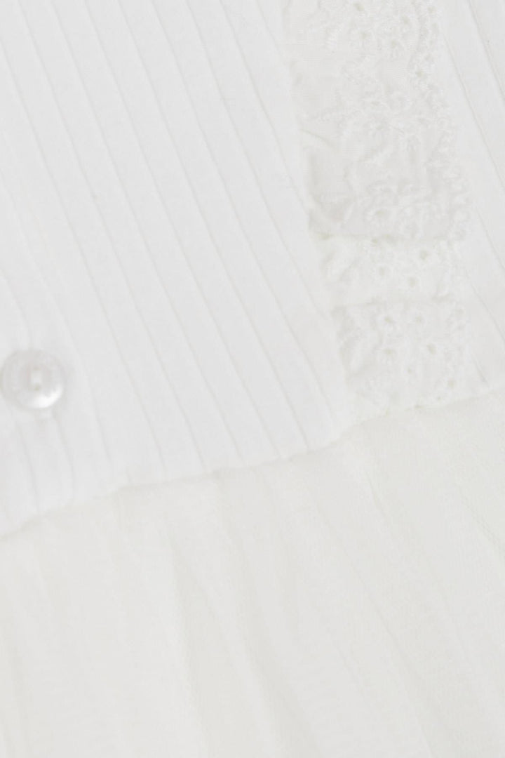 BRE Breeze Girl Child Long Sleeve Dress with Tulle Embroidery Buttoned 1.5-5 Years, Ecru - Neustadt