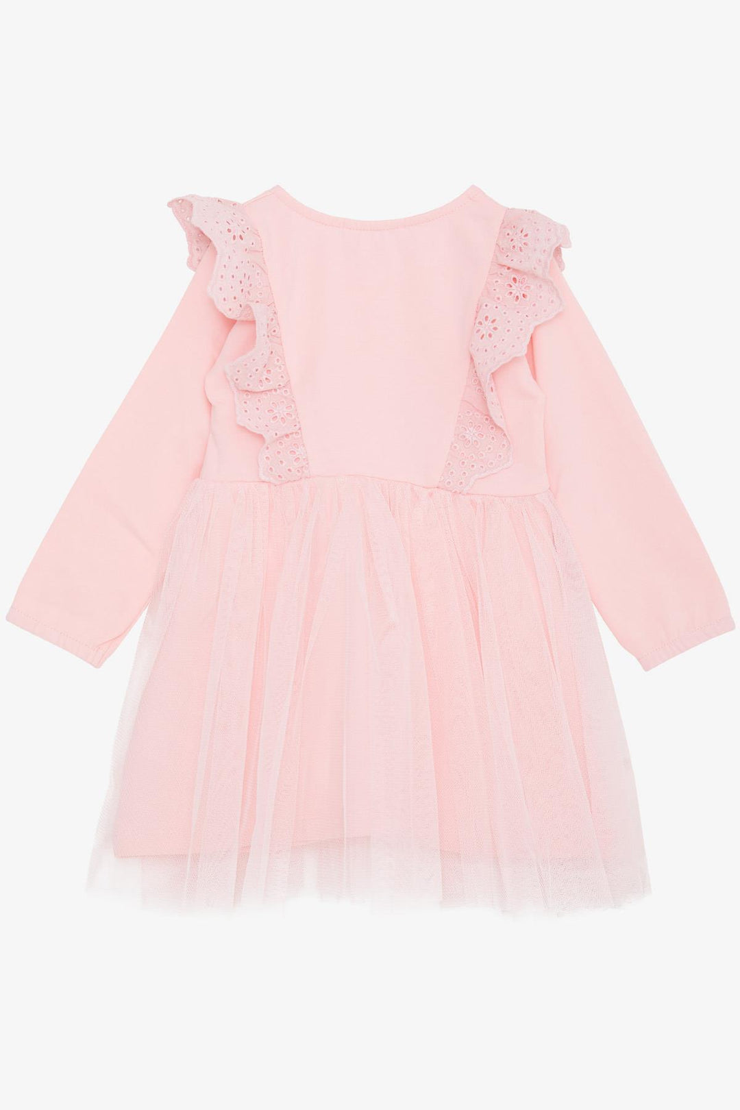 BRE Breeze Girl Child Long Sleeve Dress with Tulle Lace 1.5-5 Years, Pink - Country Club