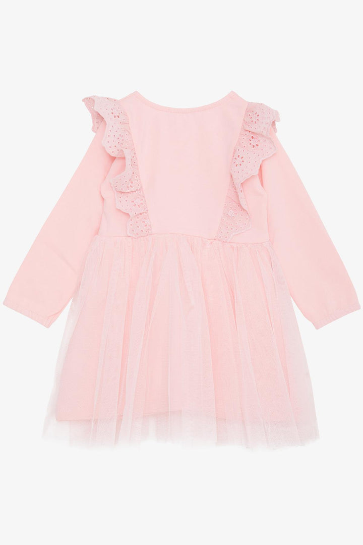 BRE Breeze Girl Child Long Sleeve Dress with Tulle Lace 1.5-5 Years, Pink - Country Club