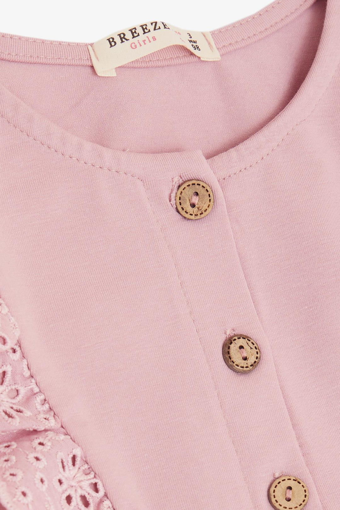 BRE Breeze Girl Child Long Sleeve Dress with Tulle Lace 1.5-5 Years, Rose Pink - Poltava