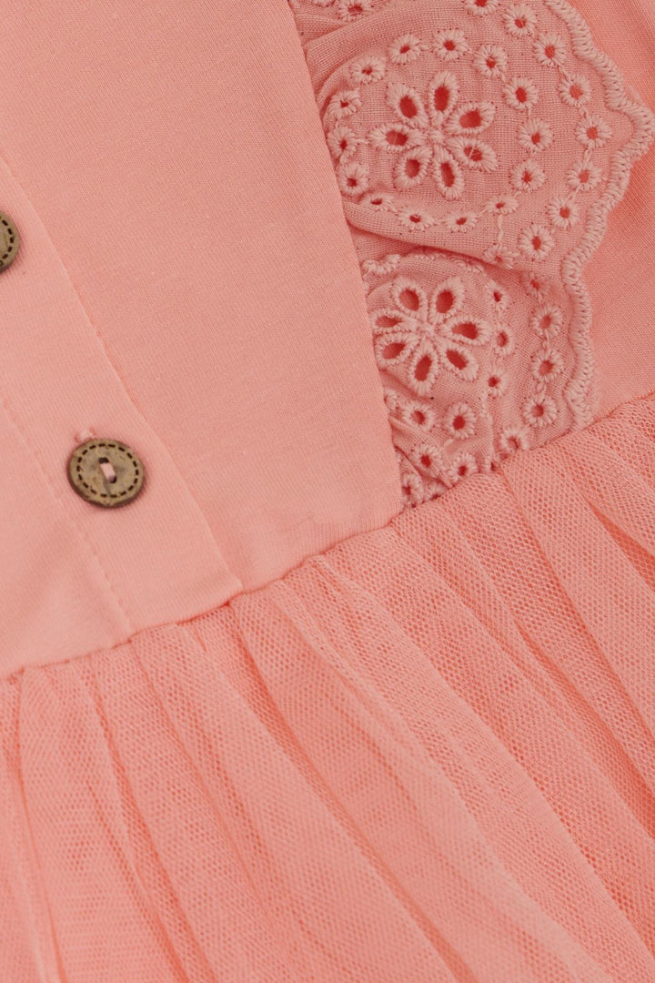 BRE Breeze Girl Child Long Sleeve Dress with Tulle Lace 1.5-5 Years, Salmon - Melbourne