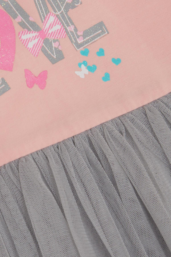 BRE Breeze Girl Child Long Sleeve Dress Tulle Printed Summer 1.5-5 Years, Powder - Castelldefels