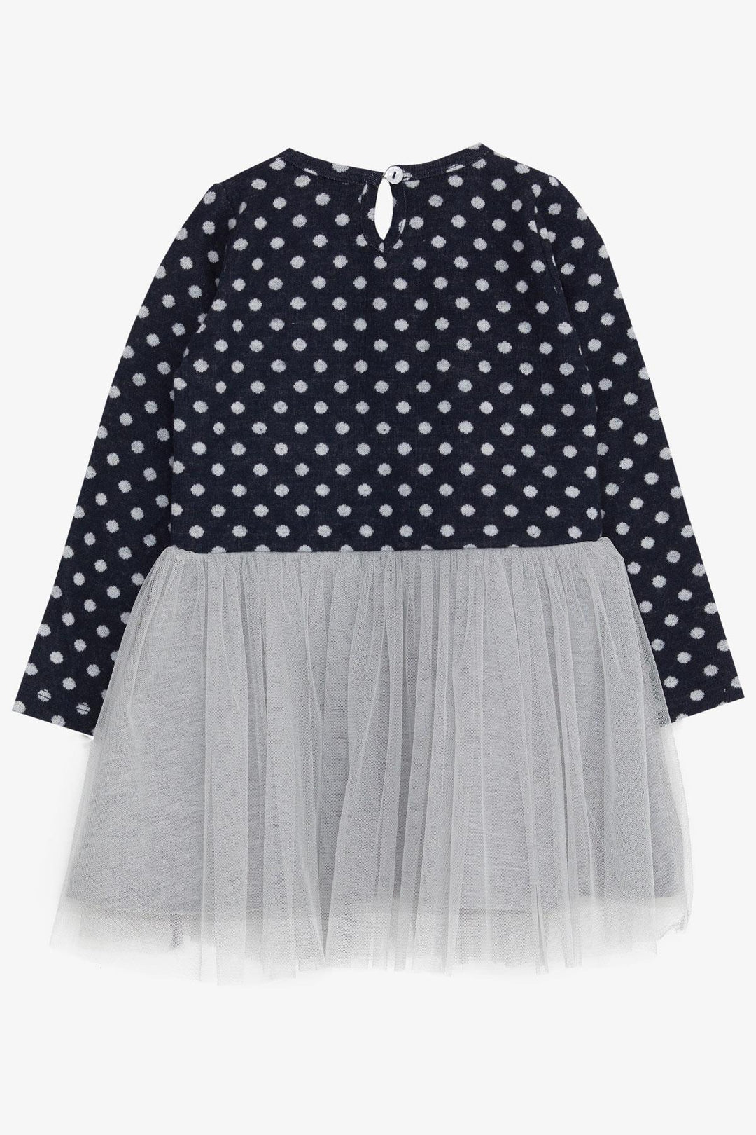 BRE Breeze Girl Child Long Sleeve Dress with Tulle Bow 1.5-5 Years, Navy Blue - Drancy