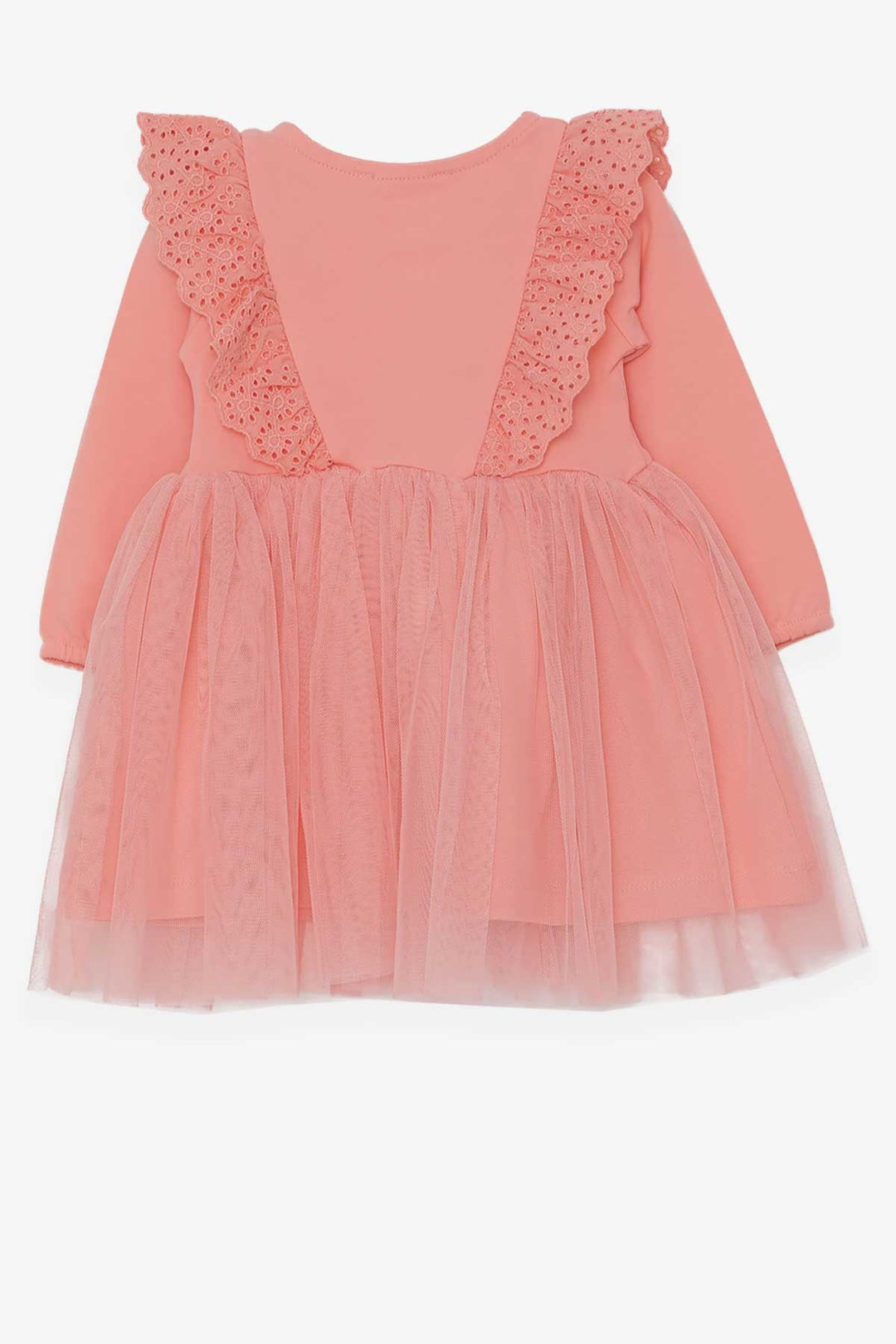 BRE Breeze Girl Child Long Sleeve Dress with Tulle Lace 1.5-5 Years, Salmon - Kenner