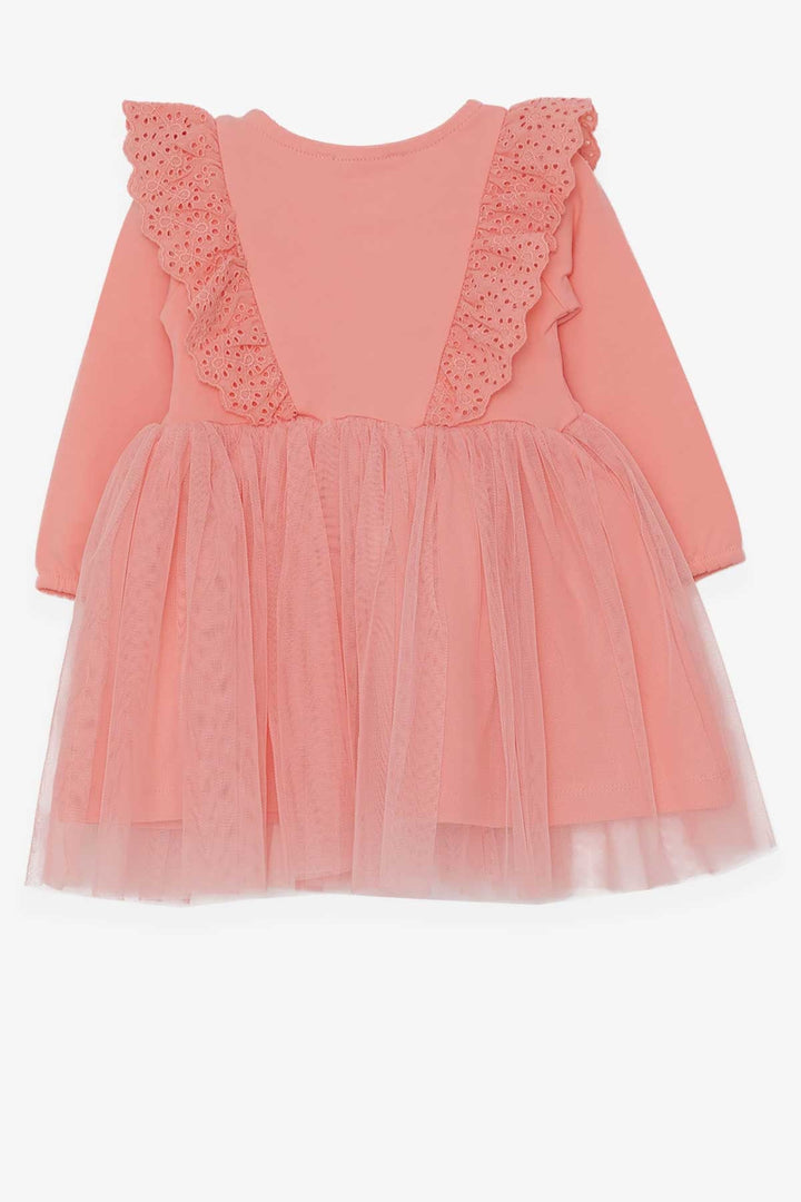 BRE Breeze Girl Child Long Sleeve Dress with Tulle Lace 1.5-5 Years, Salmon - Kenner