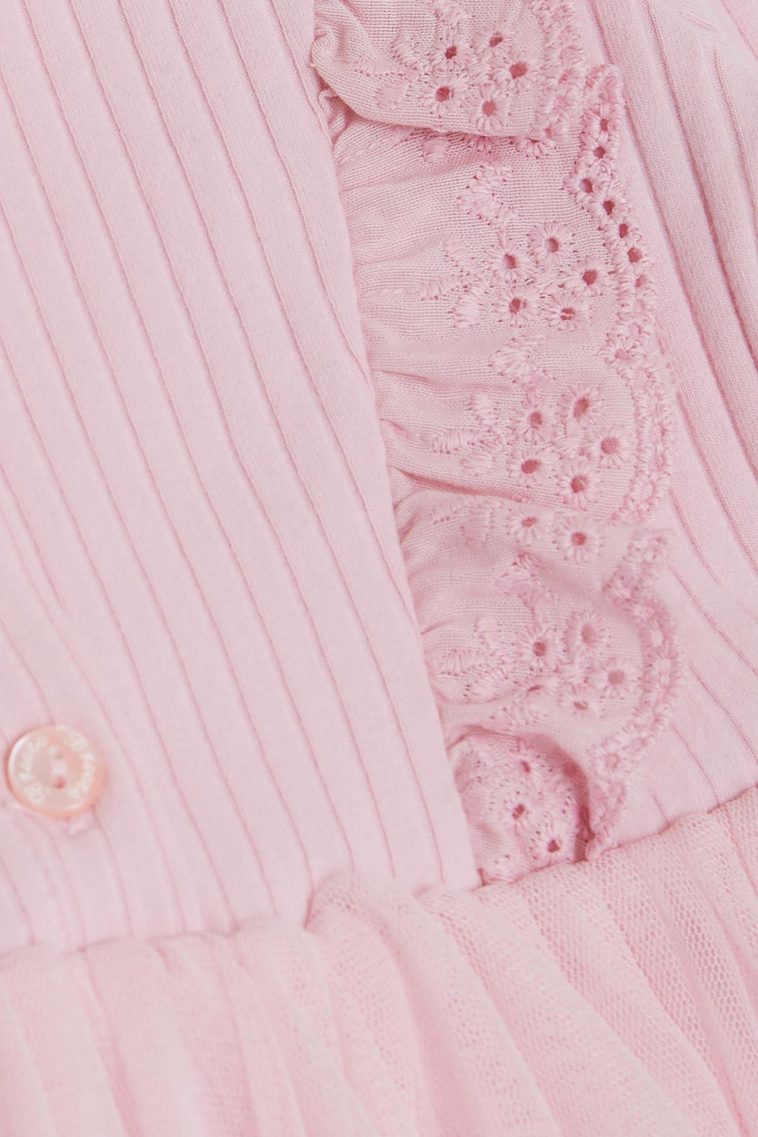 BRE Breeze Girl Child Long Sleeve Dress with Tulle Embroidery Buttoned 1.5-5 Years, Pink - Fitchburg