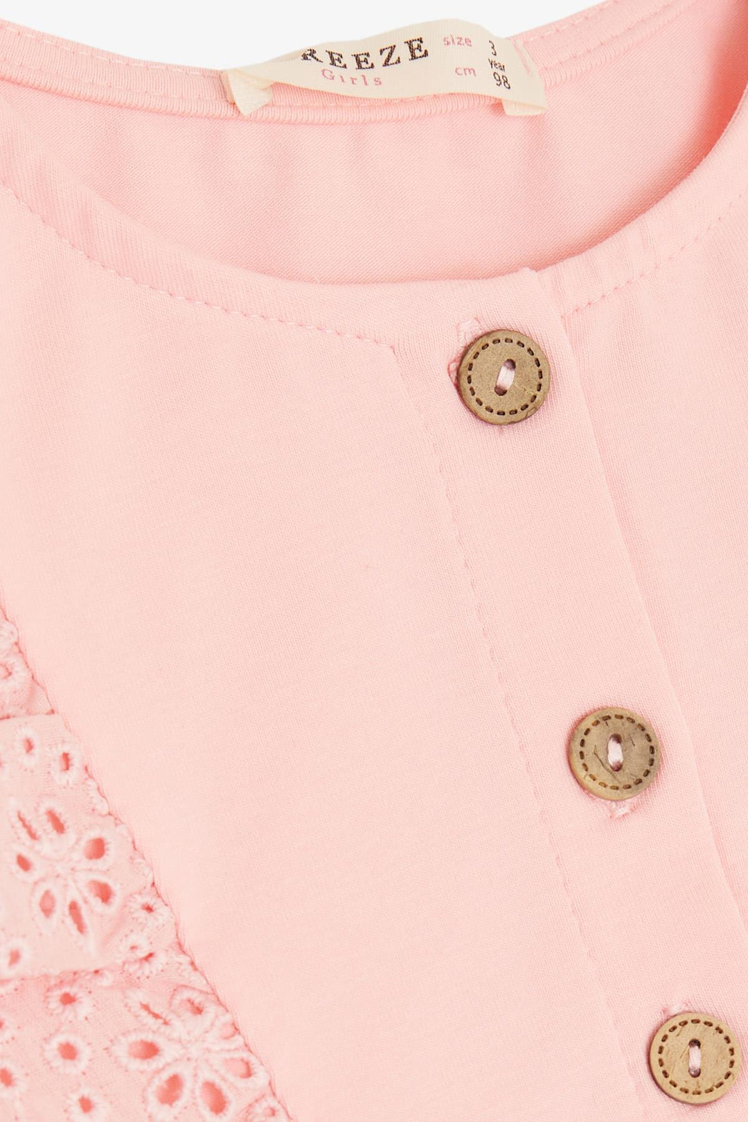 BRE Breeze Girl Child Long Sleeve Dress with Tulle Lace 1.5-5 Years, Pink - Country Club