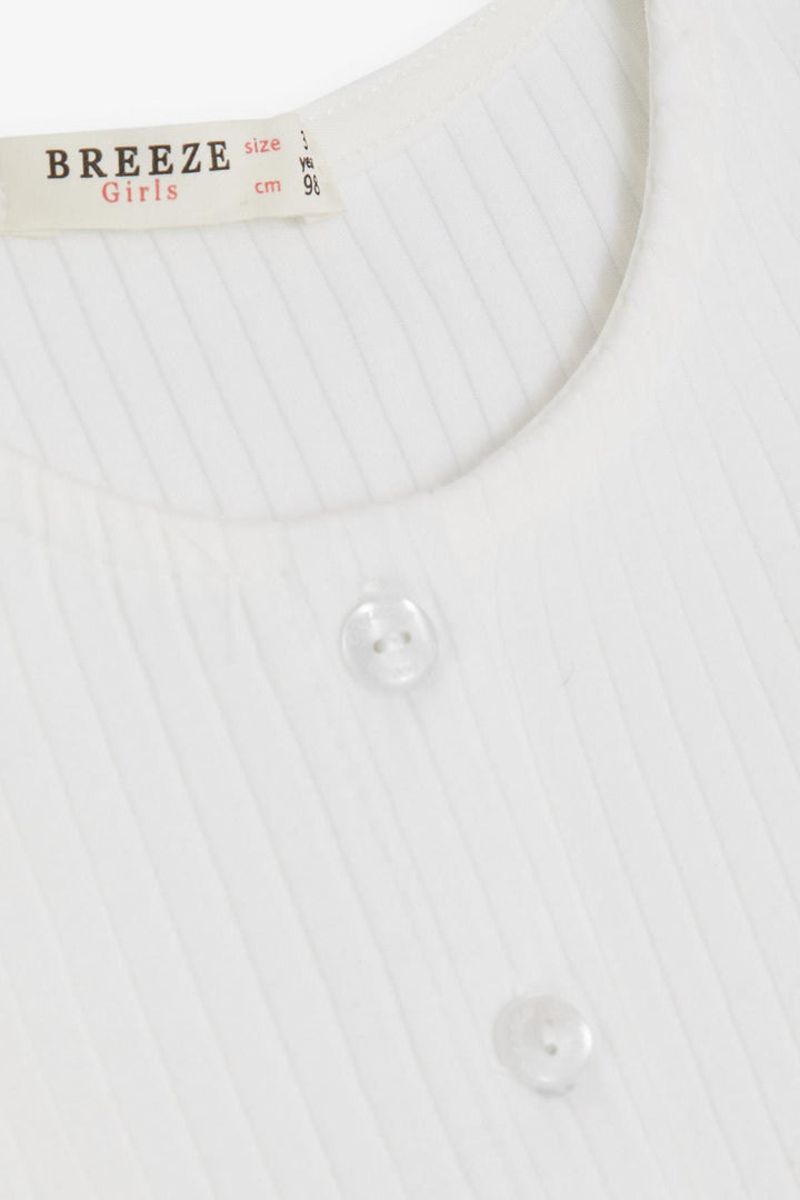 BRE Breeze Girl Child Long Sleeve Dress with Tulle Embroidery Buttoned 1.5-5 Years, Ecru - Neustadt