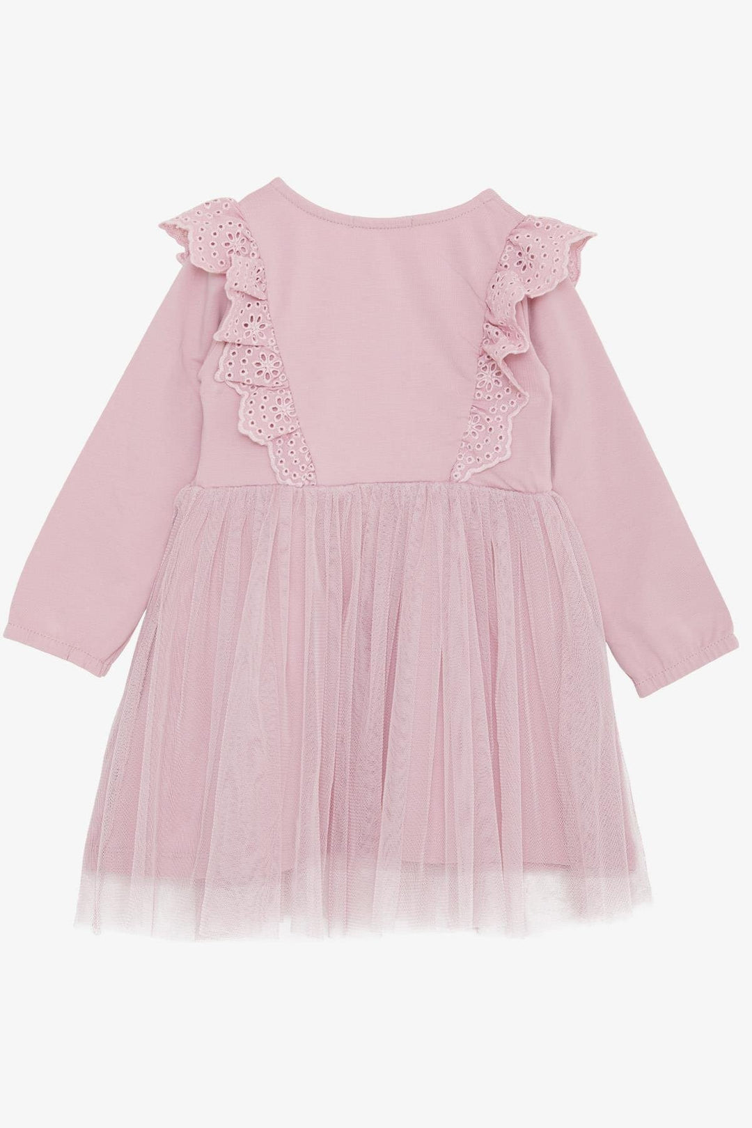 BRE Breeze Girl Child Long Sleeve Dress with Tulle Lace 1.5-5 Years, Rose Pink - Poltava