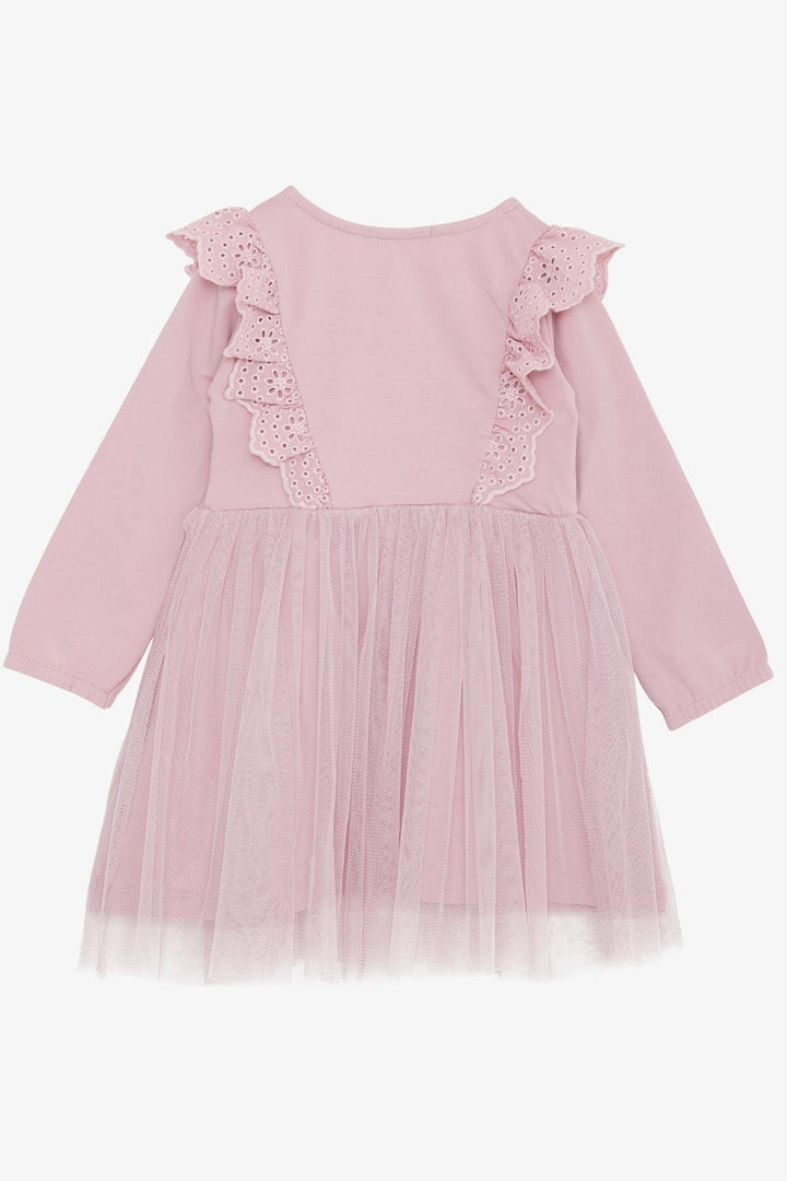 BRE Breeze Girl Child Long Sleeve Dress with Tulle Lace 1.5-5 Years, Rose Pink - Poltava