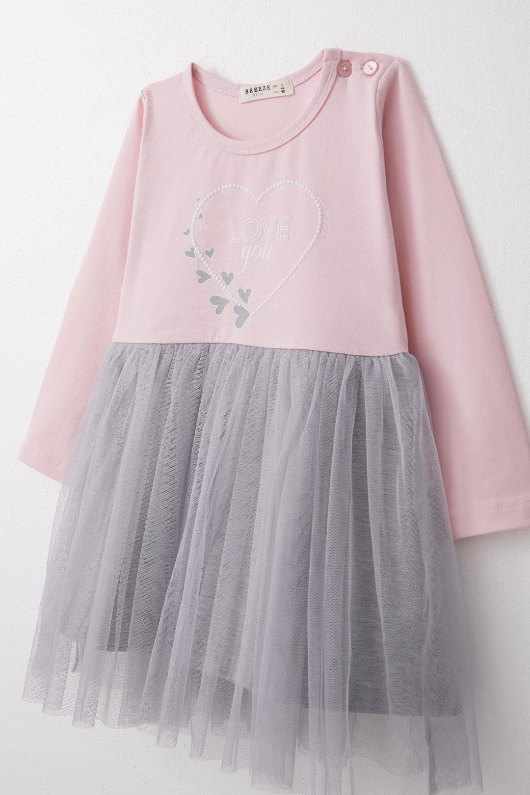 BRE Breeze Girl Child Long Sleeve Dress Printed with Hearts for 1.5-5 Years, Pink - Bergisch Gladbach