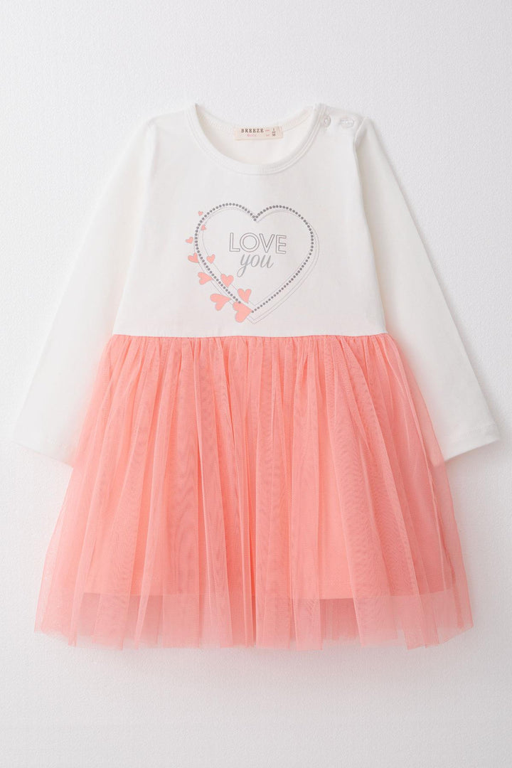 BRE Breeze Girl Child Long Sleeve Dress with Summer Printed Hearts 1.5-5 Years, Ecru - Antwerp