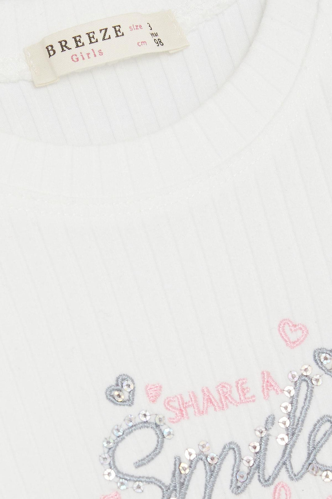 BRE Breeze Girl Child Long Sleeve Dress with Summer Embroidery Sequined Tulle Ruffled Shoulder 1.5-5 Years, White - Hilo