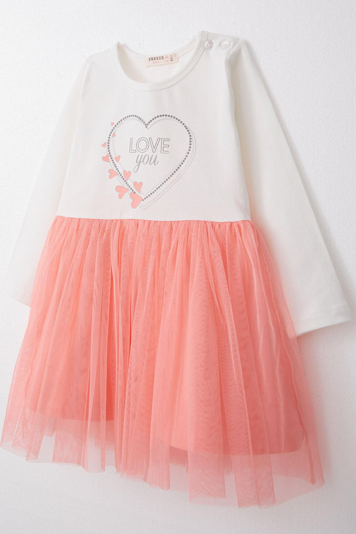 BRE Breeze Girl Child Long Sleeve Dress with Summer Printed Hearts 1.5-5 Years, Ecru - Antwerp