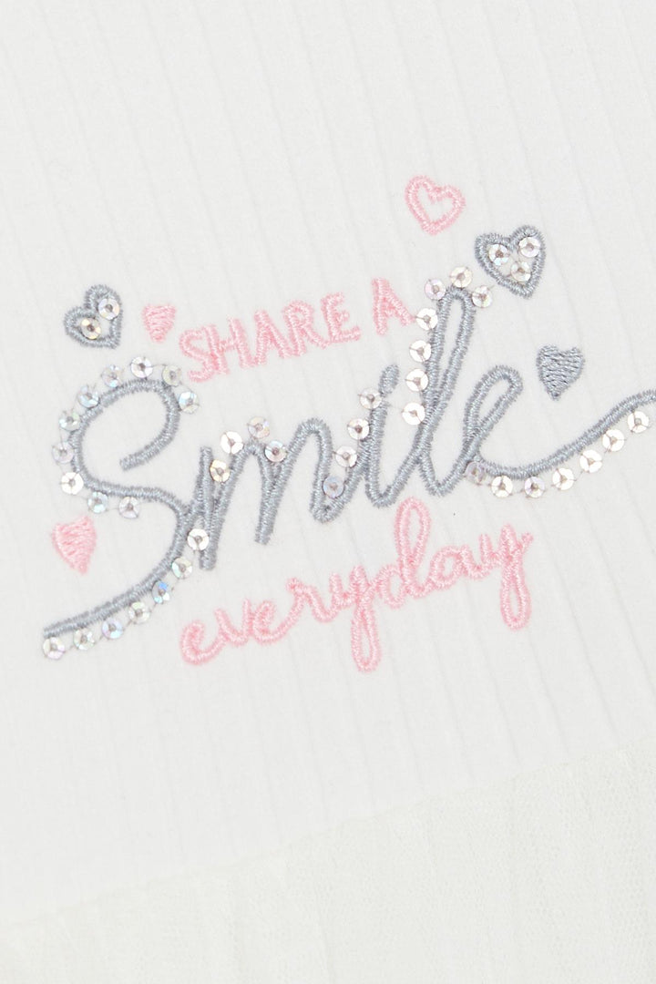 BRE Breeze Girl Child Long Sleeve Dress with Summer Embroidery Sequined Tulle Ruffled Shoulder 1.5-5 Years, White - Hilo