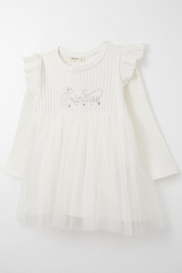 BRE Breeze Girl Child Long Sleeve Dress with Summer Embroidery 1.5-5 Years, Ecru - Soteapan