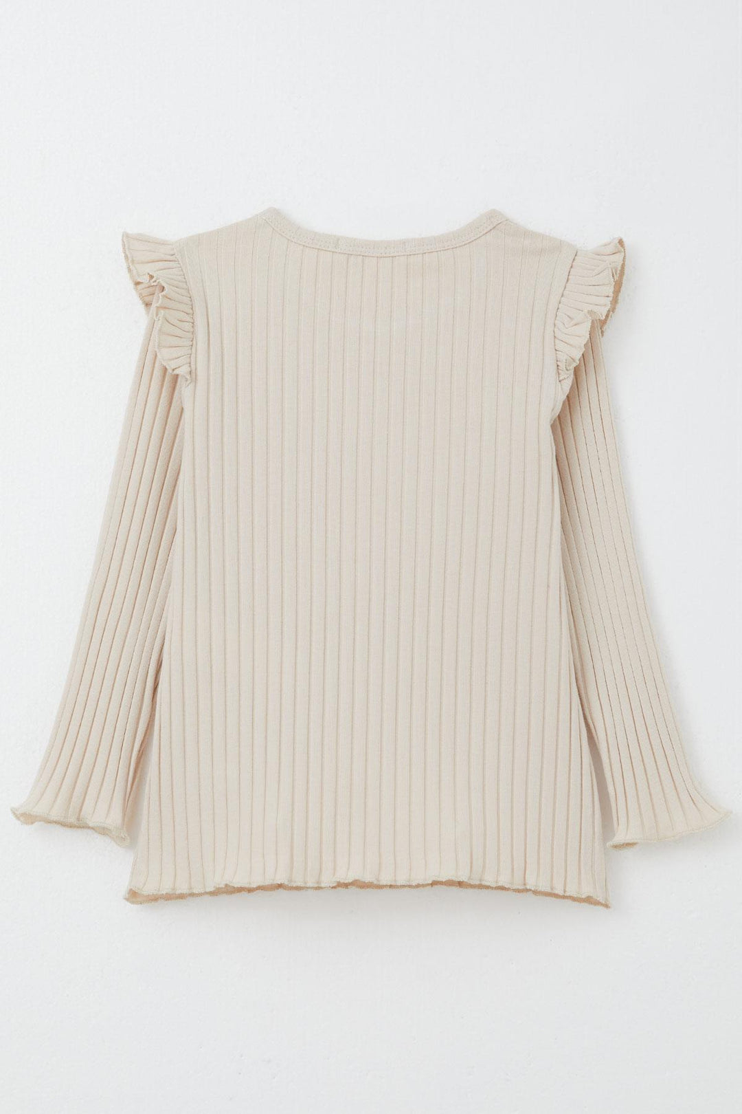 BRE Breeze Girl Child Long Sleeve T-Shirt with Arm Embroidery Ruffle 2-6 Years, Beige - Brovary