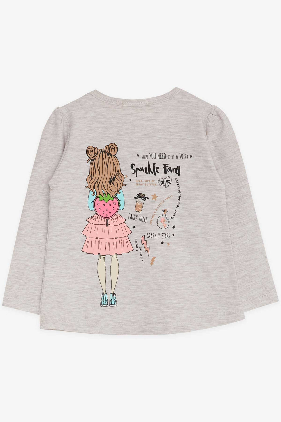 BRE Breeze Girl Child Long Sleeve T-Shirt Printed 1-4 Years, Beige Melange - Olive Branch