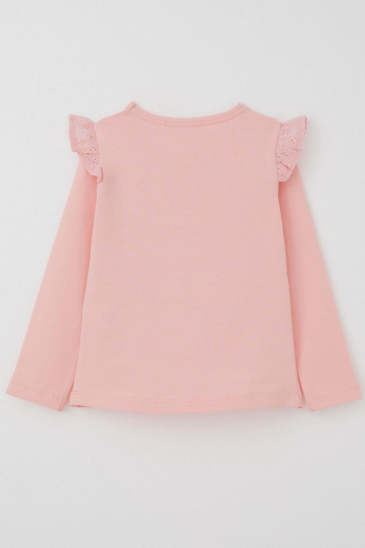 BRE Breeze Girl Child Long Sleeve T-Shirt Basic with Lace 3-8 Years, Pink - St. Petersburg